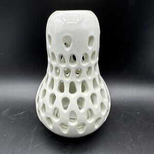 Williams Sonoma Pierced White Porcelain Tea Light Candle Holder Lantern Vintage